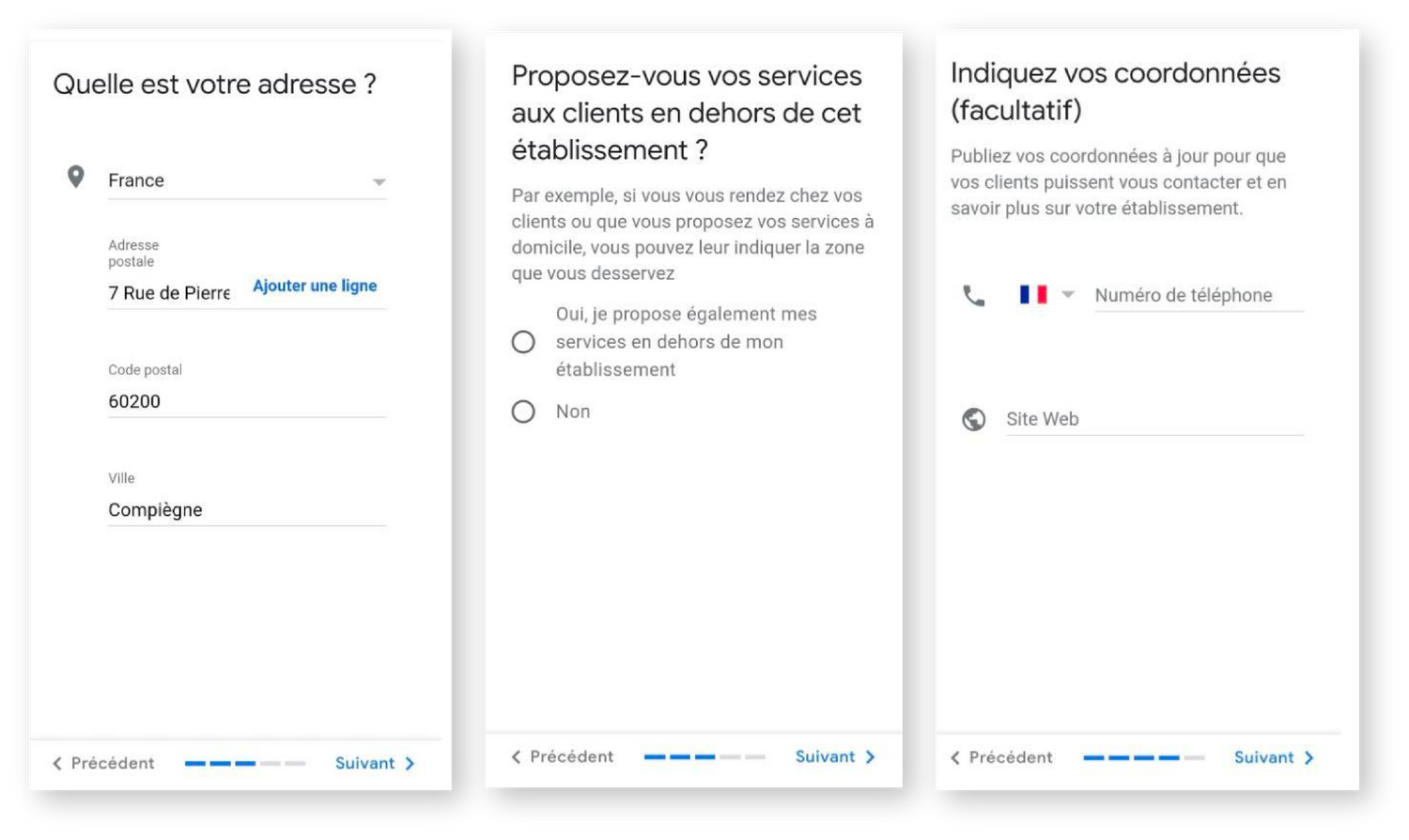 Étape inscription Google my Business