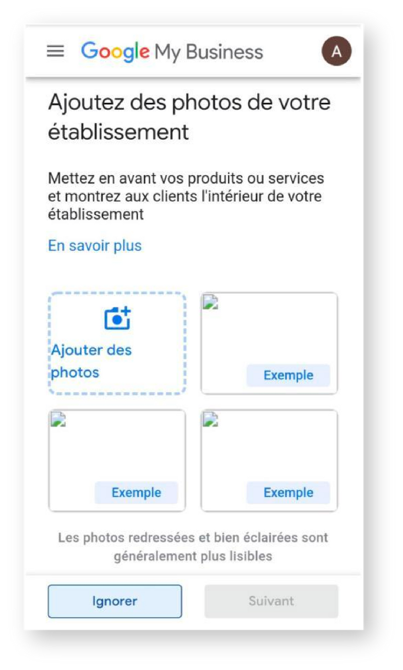 Étape inscription Google my Business